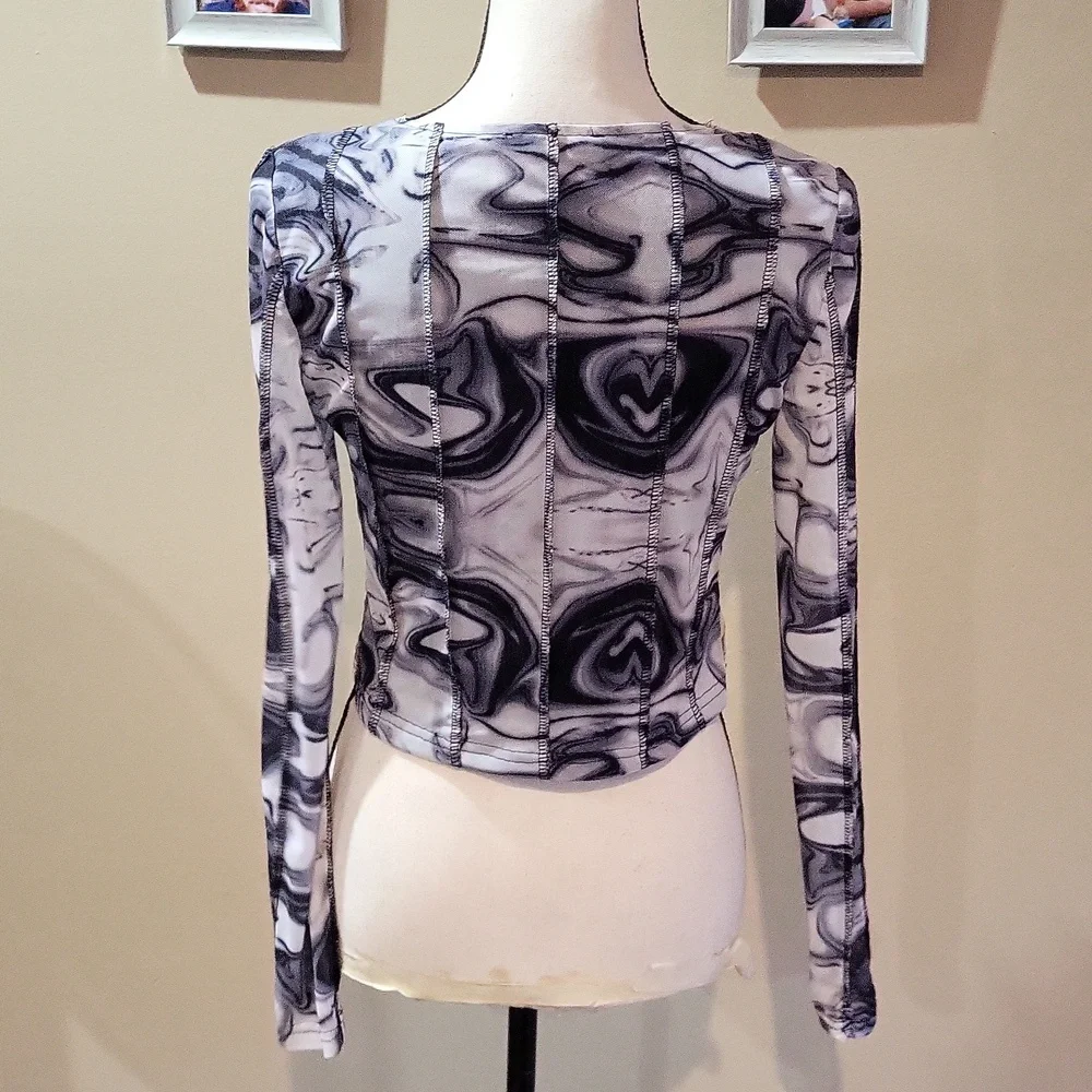 Dolls Kill Pretty Garbage Swirl Mesh Top